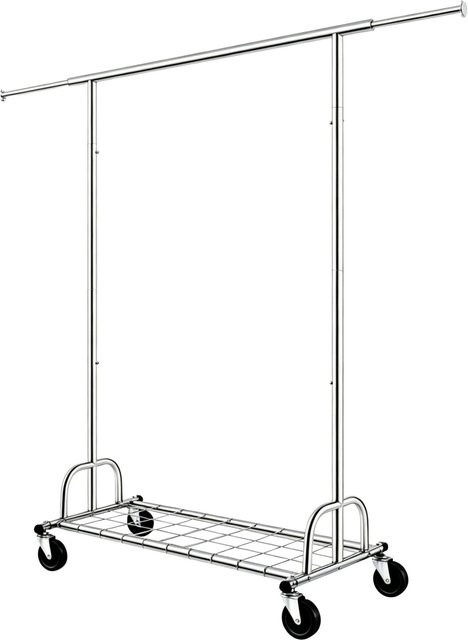 Relaxdays Kleiderständer aus Metall in Silber, ausziehbarer Schwerlast Kleiderständer mit Rollen und Feststellbremse, B/T/H: 174 x 55 x 160 cm - Bild 1