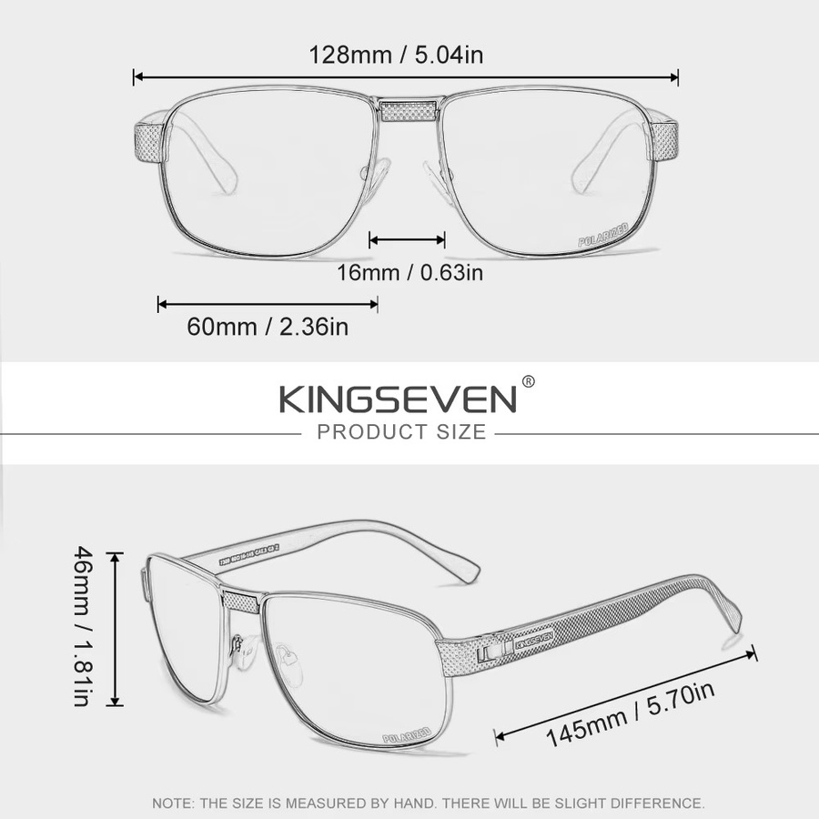 KINGSEVEN Sonnenbrille, Rechteckig, Vollrand, Schwarz, Unisex, polarisiert - Bild 3