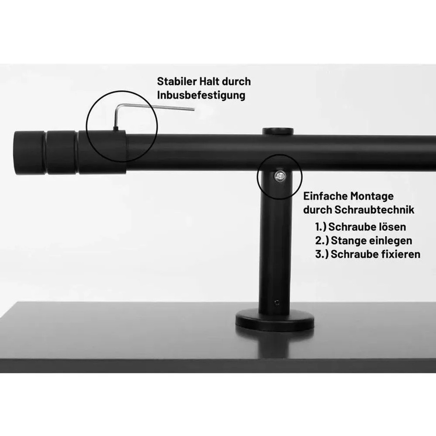 Deco-Raum Gardinenstange nach Maß, 1-Lauf Zylinder, Durchmesser: 25 mm, Farbe: Schwarz, Länge: 300 cm - Bild 2