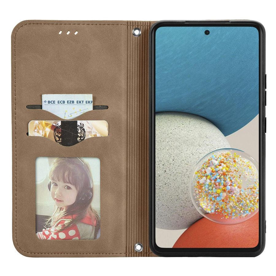 Retro Klapphandyhülle aus PU-Leder für Samsung Galaxy in Braun - Bild 1