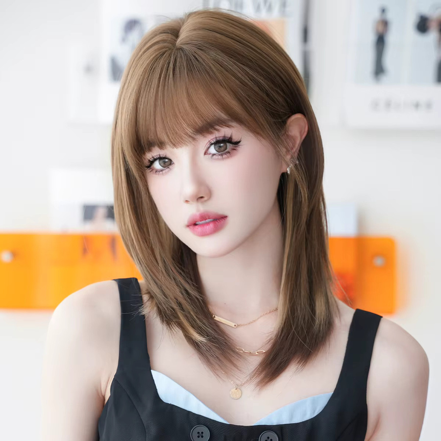 7JHH WIGS Perücke für Damen, schulterlang, braun, synthetisch - Bild 2
