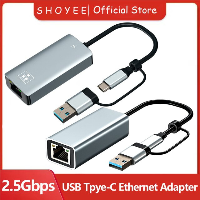 SHOYEE USB-C Ethernet-Adapter mit 2,5 GbE Geschwindigkeit für Laptop, PC und NAS-Server - Bild 1