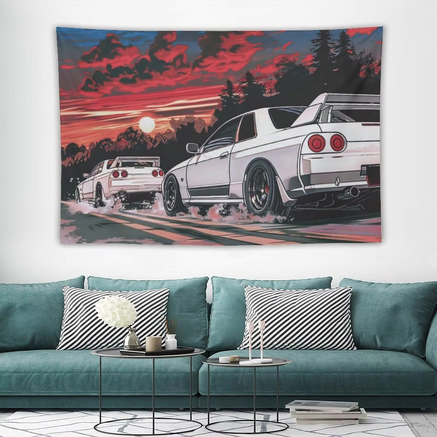 VIKAMA Resurrection Racing Sunset Wandteppich aus Textil, Mehrfarbig, Breite: 160 cm, Höhe: 120 cm - Bild 2