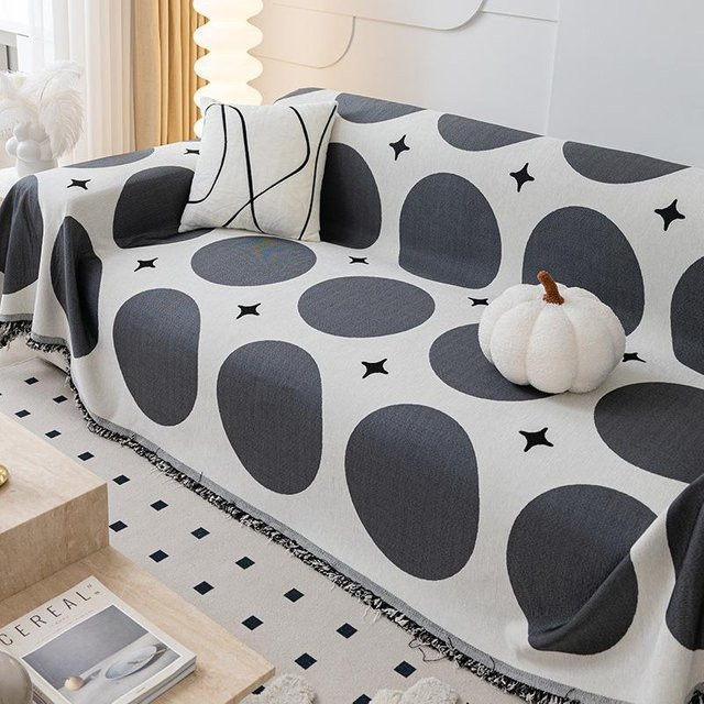 Super Six Chenille Sofaüberzug in Grau mit geometrischem Design, B/H: 180 x 130 cm - Bild 1