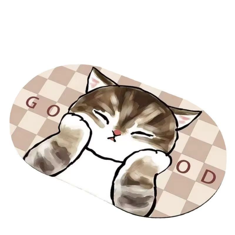 VIKAMA Bodenmatte mit Cartoon-Katzen-Design für den Badezimmer-Eingangsbereich, rutschfest und schnell trocknend - Bild 2