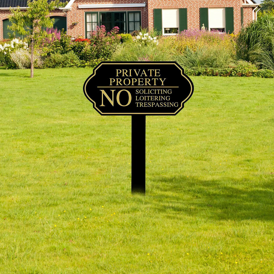 Kesoto No Soliciting Schild aus Metall in Schwarz mit Pfahl für Garten und Haus, Höhe: 35,5 cm, Breite: 25,4 cm - Bild 2