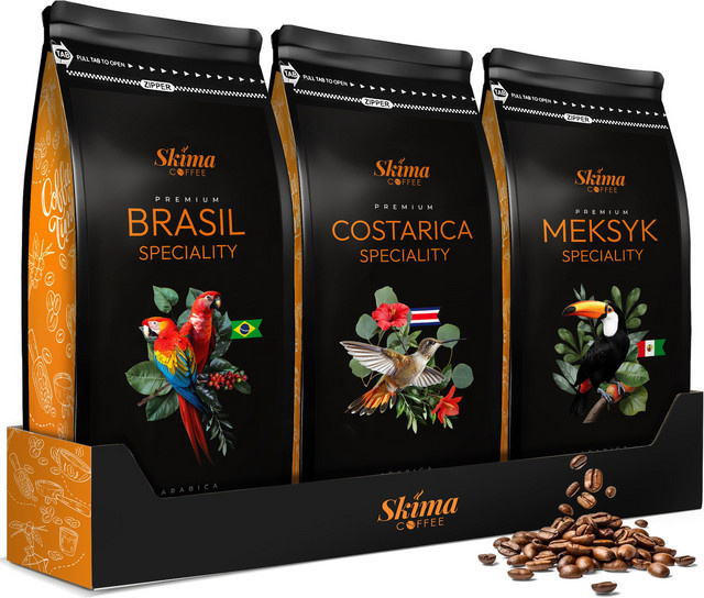 SKIMA COFFEE, Brasilien/Costa Rica/Mexiko Spezialität, 100 % Arabica, Kaffeebohnen, 3 x 1 kg - Bild 1