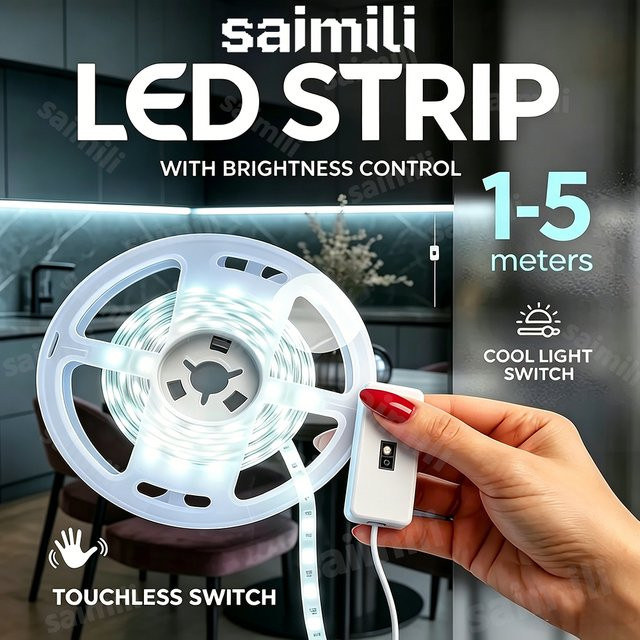 Shine-Tale USB LED-Lichtstreifen mit Handbewegungssensor und Dimmer, Warmweiß, ideal für TV-Hintergrundbeleuchtung, Küchen-Unterbauleuchte und Spiegelbeleuchtung - Bild 1