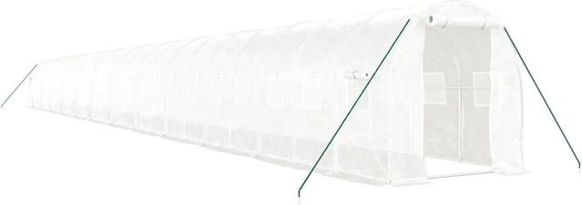 vidaXL Gewächshaus mit Stahlrahmen und Polycarbonat in Weiß, B/T/H: 24 x 2 x 2 m - Bild 1