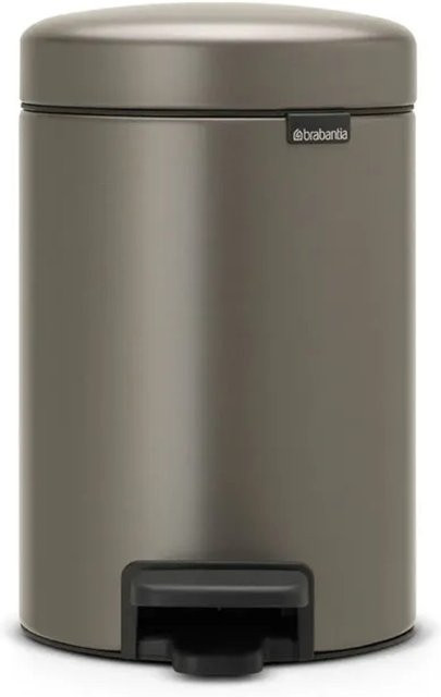 Brabantia PROREGAL Klassischer Tretmülleimer mit Soft-Close-Verschluss und herausnehmbarem Inneneimer, Farbe Silber, H x B x T: 26,4 x 16,8 x 23,5 cm, 3 Liter - Bild 1