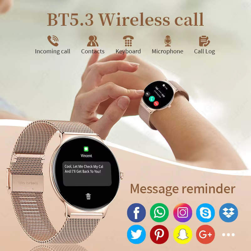 Jooeniok Smartwatch, Gold, Milanaise, Damen - Bild 5