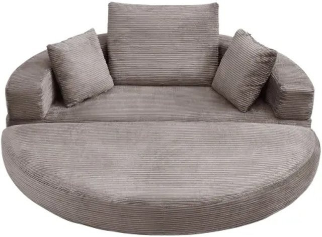 PXloue Modulares Klappsofabett aus Cordstoff in Braun mit 3 Kissen, B/T/H: 173 x 176 x 60 cm - Bild 1