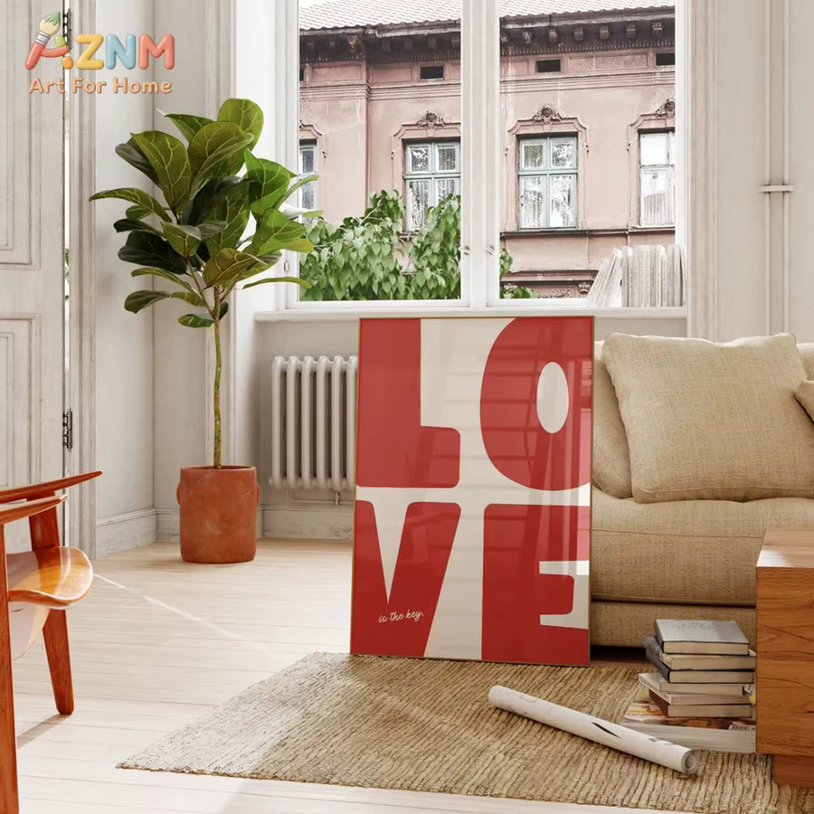 Kayou Leinwandposter Love Is The Key in Rot mit modernem Typografie-Design - Bild 3