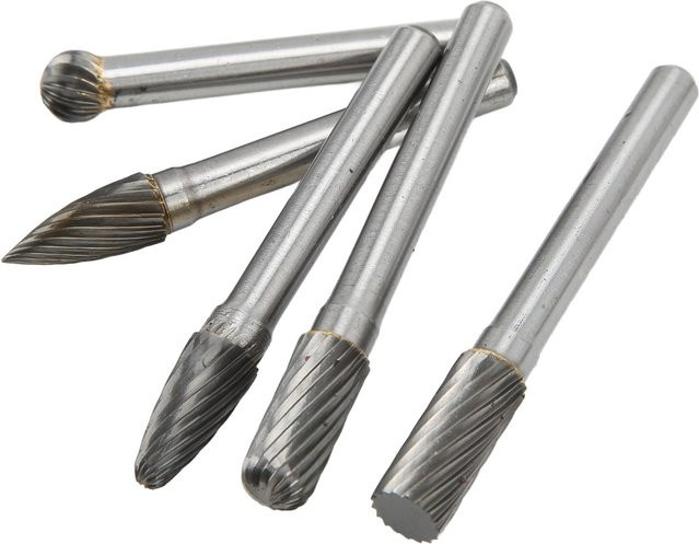 TOMTOP 5er Set Einzelschnitt Rotierfräser aus Wolframkarbid, Farbe: Silber, Schaft: 6mm / 1/4 Zoll, zum Polieren und Schleifen - Bild 1