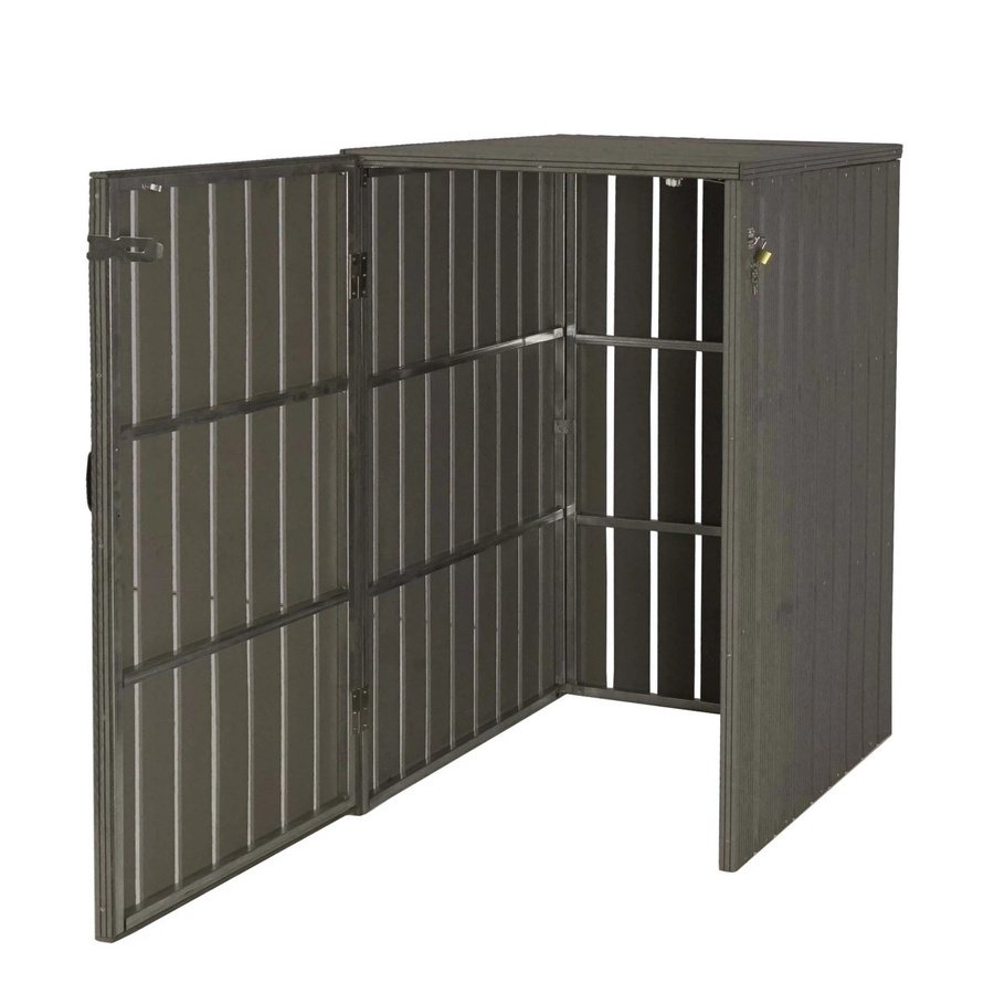 WPC-Mülltonnenverkleidung MCW-J28 Mülltonnenbox in Holzoptik Grau, erweiterbar für 240l, B/H/T: 116 x 82 x 66 cm - Bild 2
