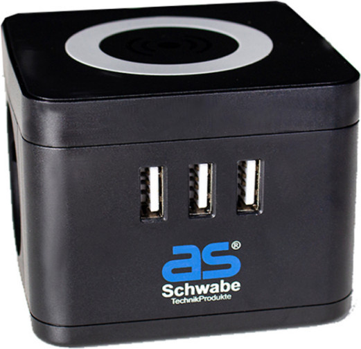 as-Schwabe Steckdosenwürfel mit 2-fach Steckdose und USB-A Ladefunktion in Schwarz - Bild 2