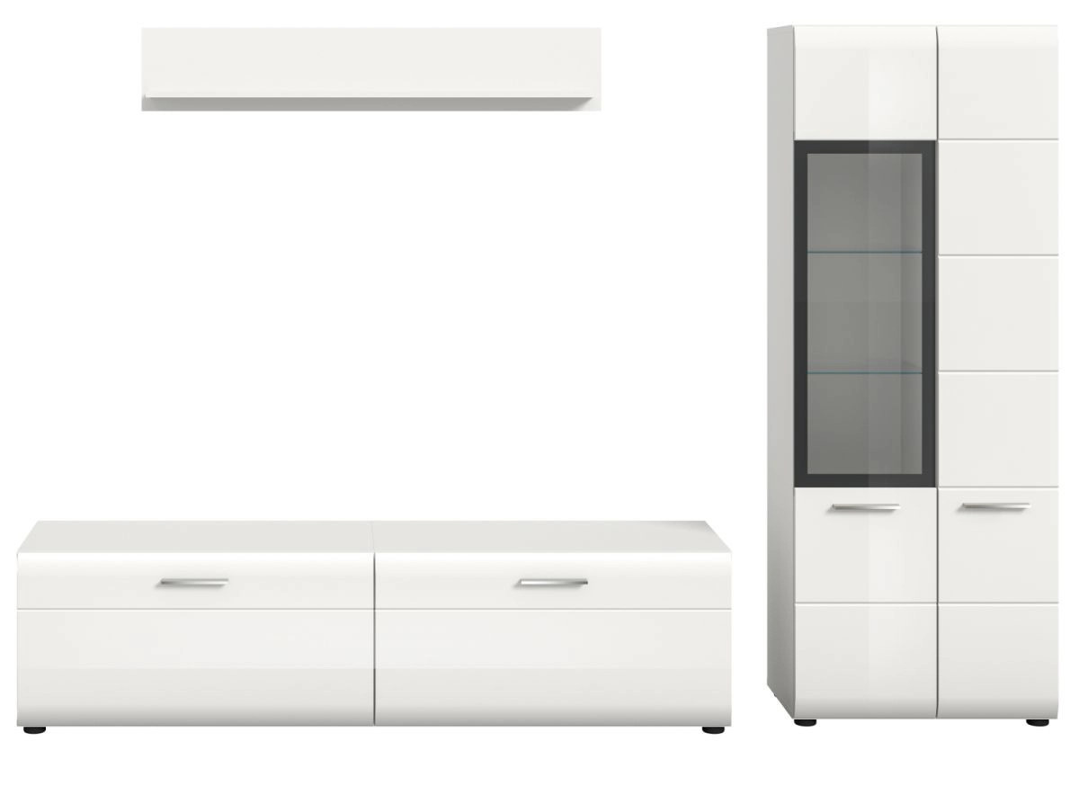 Wohnwand Inn.Furn in Weiß Hochglanz mit Vitrine und Lowboard, Breite: 235 cm, Höhe: 160 cm - Bild 3