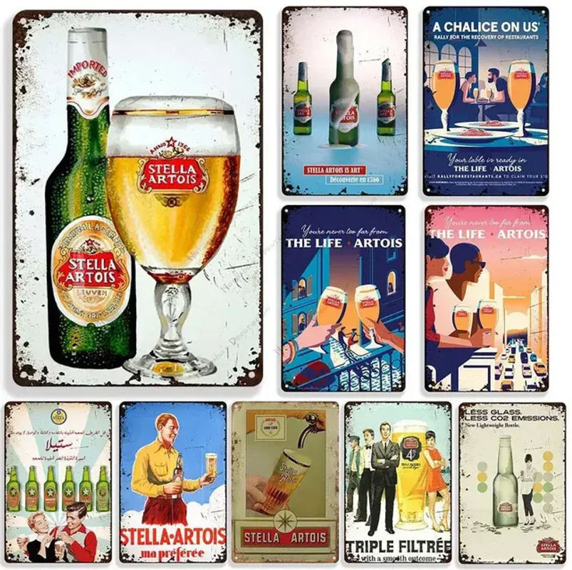 Stella Artois Vintage Metall-Blechschild Wanddekoration mehrfarbig B/H: 30 x 20 cm - Bild 1
