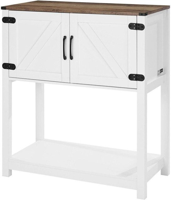 Buying Solutions MB Kaffee Bar Schrank im Bauernhaus Stil mit 3 Stufen und Magnettüren, Braun Weiß - Bild 1