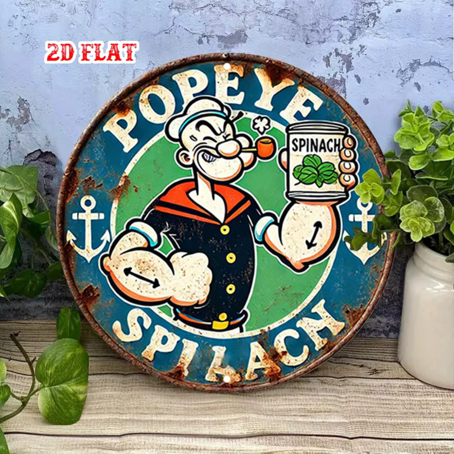 BobaFish Rundes Metallschild im Retro-Design, Wasserdichte Wandkunst aus Aluminium für Zuhause, Garage, Bar oder Café, Durchmesser: 20,3 cm - Bild 3