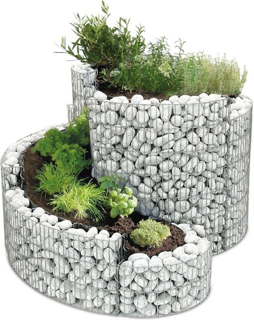 Bellissa Gabionen-Kräuterspirale Grünkraut aus Zink-Aluminium-Stahldraht, silberfarben, B/T/H: 140 x 110 x 80 cm - Bild 5