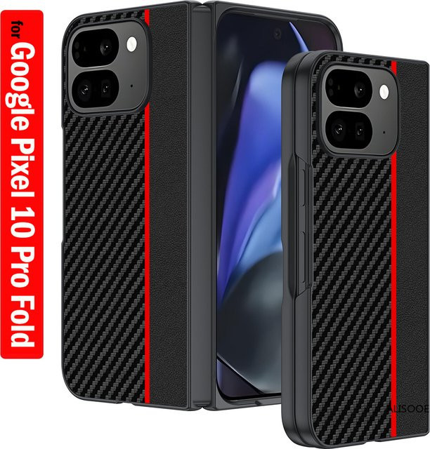 Luxus Business Schutzhülle mit Carbon Fiber Textur und PU Leder für Google Pixel 10 und 9 Pro in Schwarz - Bild 1