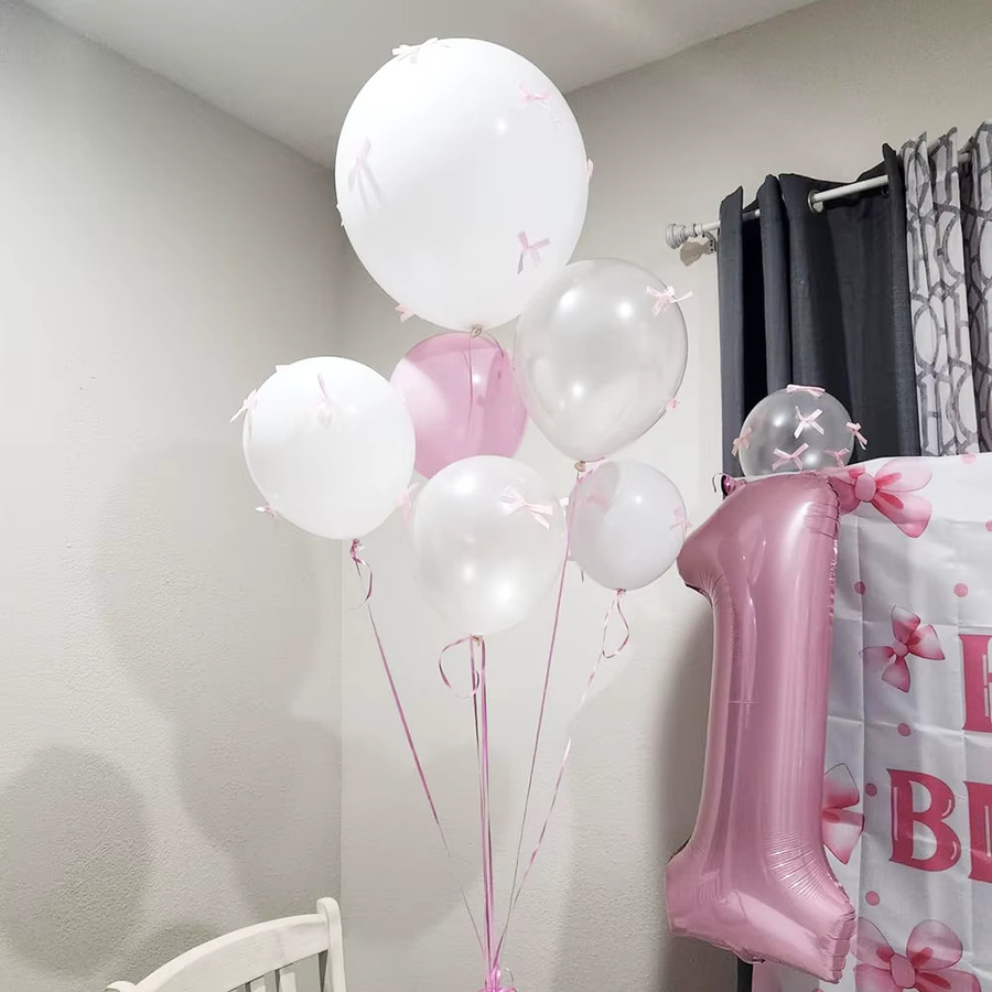 Surpsea Luftballon Set mit Schleifen in Rosa und Schwarz für Boho Hochzeiten, Geburtstage oder Babypartys - Bild 2