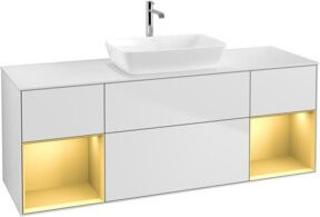 V&B Waschtischunterschrank Finion mit Wandbeleuchtung, Weiß lackiert, Breite: 160 cm, Tiefe: 50,1 cm, Höhe: 50,1 cm - Bild 1