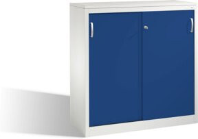 C+P Sideboard Acurado mit Schiebetüren, Front Enzianblau, Korpus Lichtgrau, H: 120 cm, B: 120 cm, T: 50 cm - Bild 1