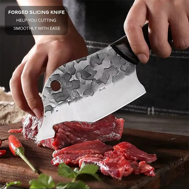 Handgeschmiedetes GuanQi Kochmesser mit Holzgriff und Full Tang für Fleisch und Fisch - Bild 3