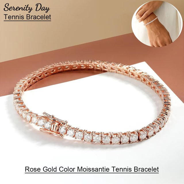 Serenity Day Tennis Armband, 925 Silber, Roségold, Moissanit, Unisex - Bild 1
