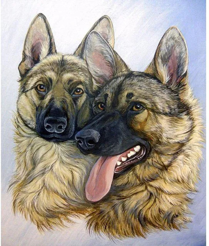 FIYO Diamond Painting Set mit zwei Wolfshunden als DIY-Kreuzstich-Stickerei und Mosaik-Gemälde, mehrfarbig, B/H: 30 x 20 cm - Bild 1
