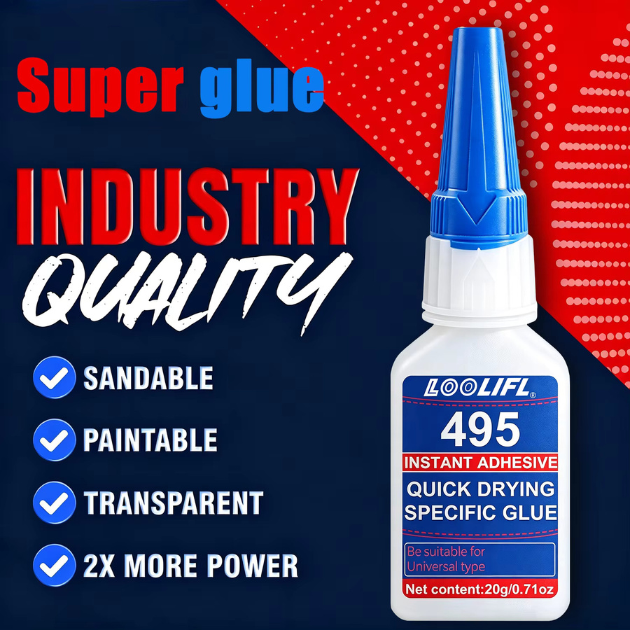 Loolifl 495 Instant Super Glue Cyanacrylat-Klebstoff, transparent, für Metall, Kunststoff, Keramik, Holz, Leder und Gummi - Bild 4