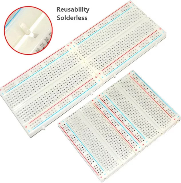 MB102 Breadboard für Arduino, 830 und 400 Kontakte, weiß, lötfreie Elektronik-Platine - Bild 1