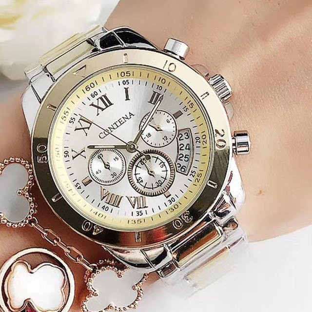 CONTENA Armbanduhr, Quarz, Edelstahl, Weiß, Damen - Bild 1