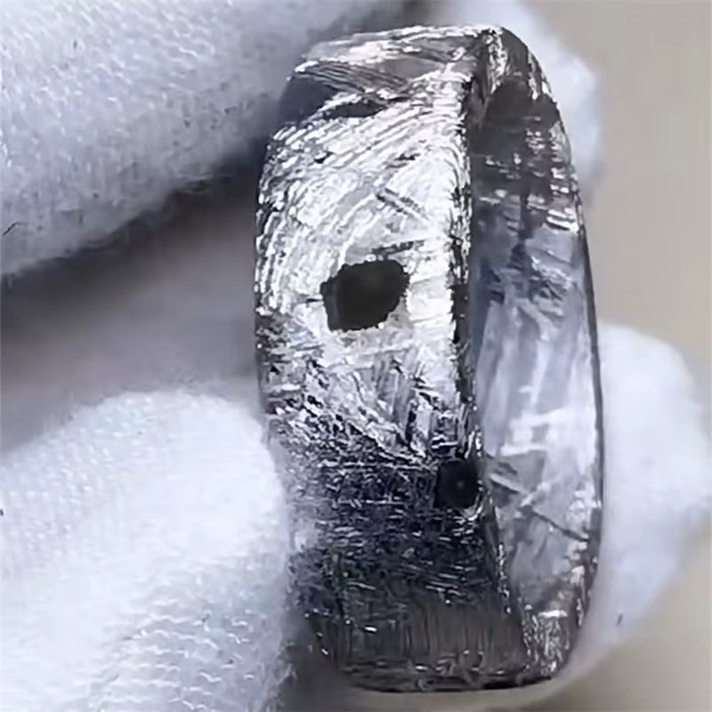Meteorit-Ring, Silber, Vintage, Unisex - Bild 3