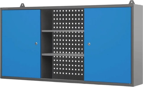 JAN NOWAK Hängeschrank für Werkstatt und Garage, abschließbar, Anthrazit-Blau, B/T/H: 60 x 20 x 120 cm