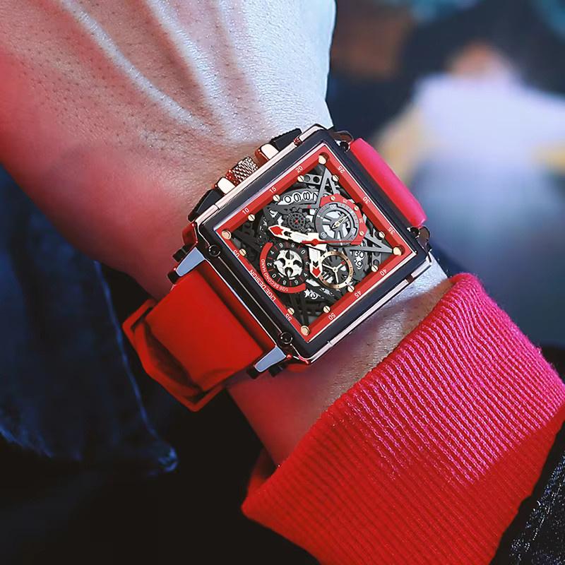 LIGE Armbanduhr Chronograph, Quarz, Blau, Bicolor, Silikon, Herren - Bild 5