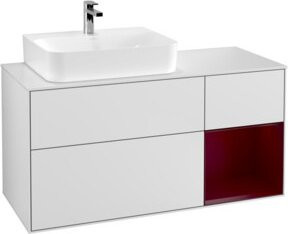V&B Waschtischunterschrank Finion mit LED-Beleuchtung und Regalelement, Wandmontage, Weiß, Breite: 120 cm - Bild 1
