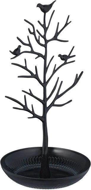 Relaxdays Schmuckständer Baum aus Zink in Schwarz mit Ablage, B/T/H: 30 x 16 x 15 cm - Bild 1