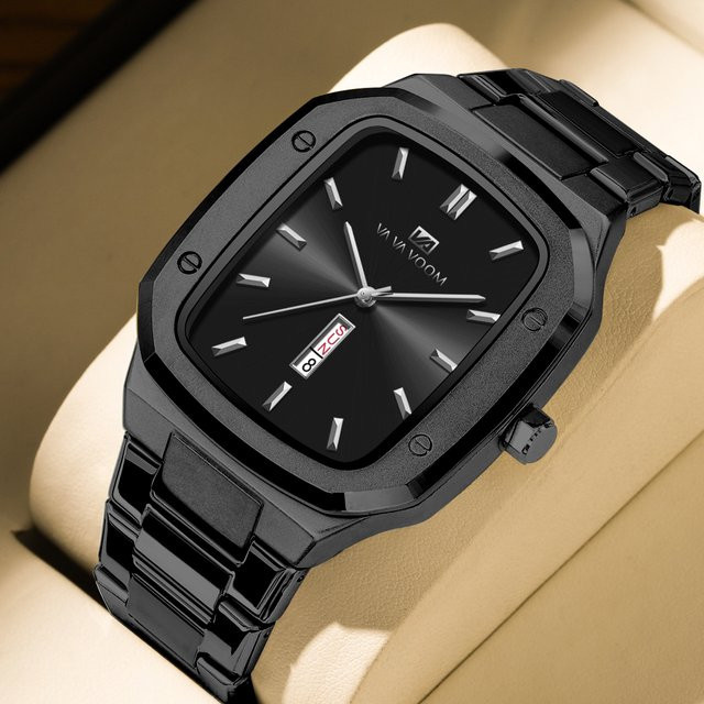 VA VA VOOM Armbanduhr, Quarz, Edelstahl, eckig, Schwarz, Herren - Bild 1