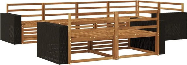 vidaXL Outdoor-Sofagarnitur aus Akazienholz in Braun, 7-teiliges L-Shape Set mit Polstern - Bild 1