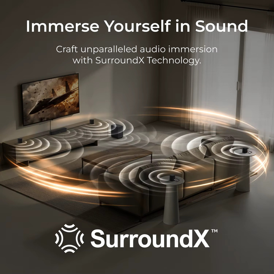 ULTIMEA 7.1-Kanal Soundbar-System mit 350W Leistung, Subwoofer, 4 Surround-Lautsprechern und App-Steuerung in Schwarz - Bild 3