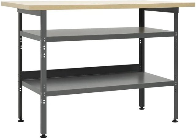 vidaXL Werkbank aus Stahl und Holzwerkstoff in Grau, B/T/H: 120 x 60 x 85 cm - Bild 1