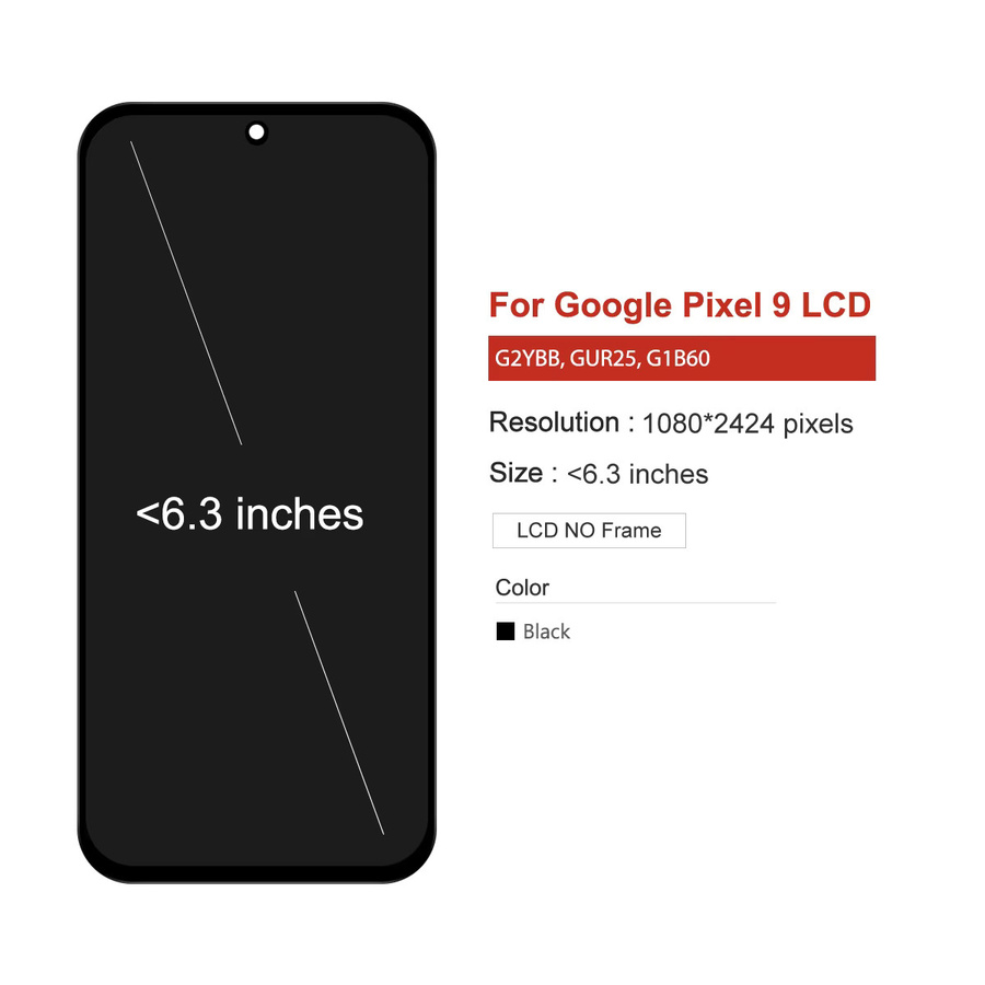 Sinmaytai Ersatz TFT-Display LCD Touchscreen Digitizer Baugruppe für Google Pixel 9 in Schwarz, kompatibel mit G2YBB GUR25 G1B60 - Bild 3