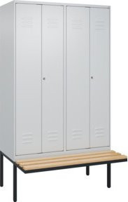 C+P PSA Doppel-Spind Classic PLUS Sitzbank mit 4 Abteilen, Buche-Hartholz und Zylinderschloss, B/T/H: 212 x 120 x 81,5 cm - Bild 1