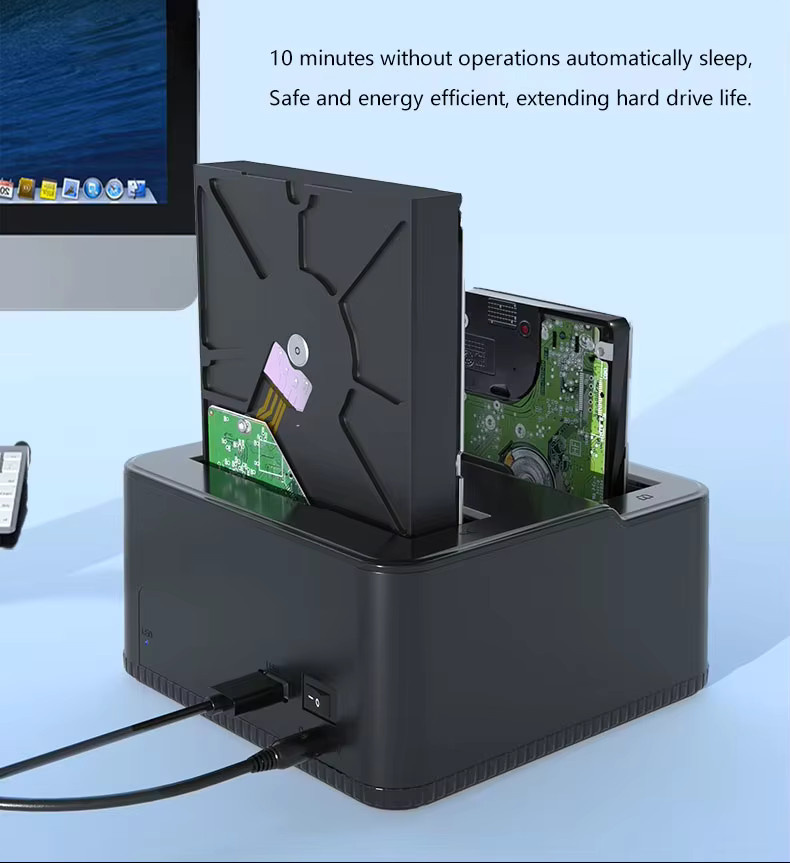 USB 3.0 zu SATA Festplatten-Dockingstation für 2,5 und 3,5 Zoll HDD und SSD, Farbe: Schwarz/Rot - Bild 3