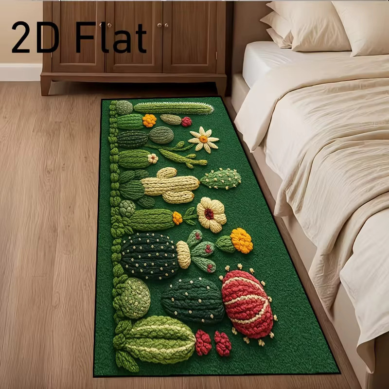VIKAMA Bohemian Cactus Print Flurteppich in Grün, rutschfeste und waschbare Bodenmatte für Flur und Wohnzimmer - Bild 3