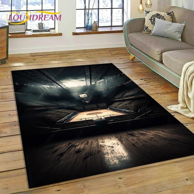 ChenYing01 Basketballplatz Cartoon Teppich für Kinder, waschbarer Polyester Bodenmatte für Wohnzimmer und Schlafzimmer, B/T: 150 x 100 cm - Bild 1