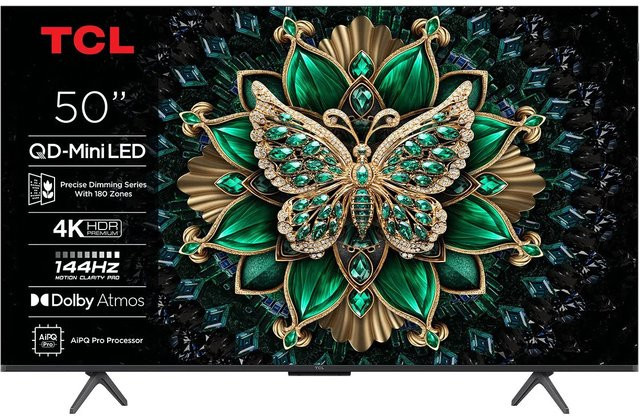TCL 50C69K QD-Mini LED Smart-TV in Silver/Black, 4K Ultra HD, 126 cm (50 Zoll), 120 Hz, Sprachsteuerung - Bild 1